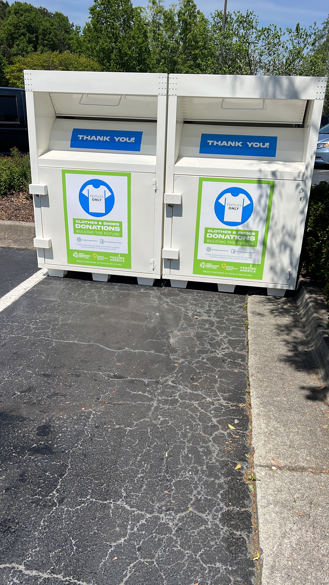 Donation bins at a community location